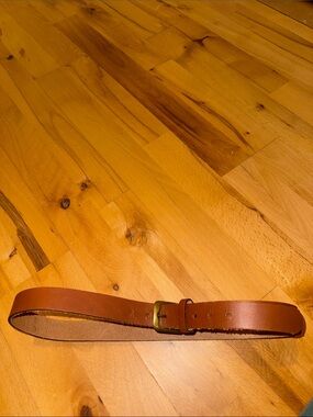 Classic Brown Genuine Leather Belt with Brass Buckle